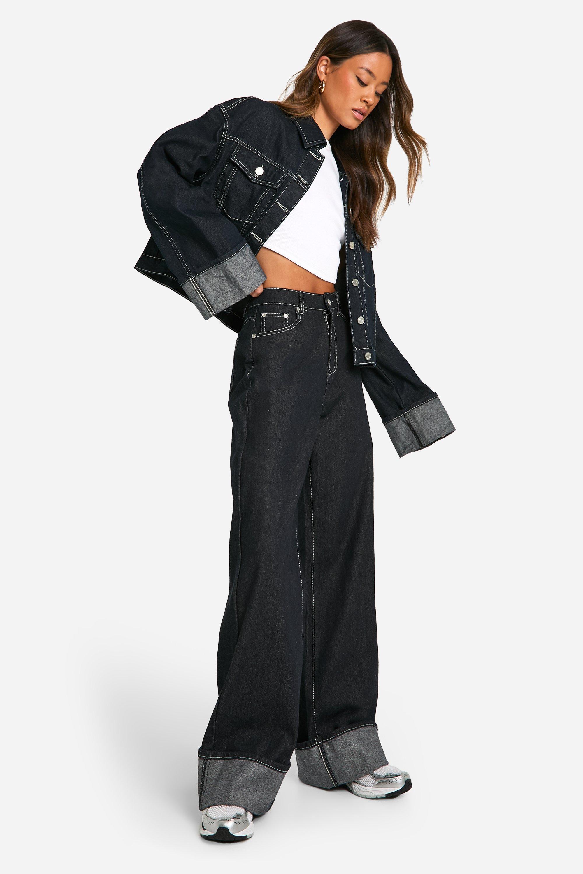 Tall Indigo Deep Turn Up Cuff Wide Leg Jeans | boohoo USA Tall Indigo Deep Turn Up Cuff Wide Leg Jeans | boohoo USA