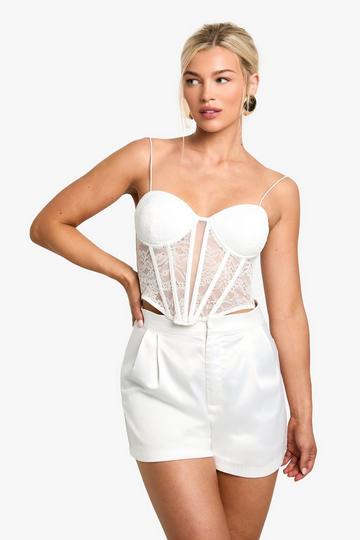 White Premium Lace Mix Boned Corset Top