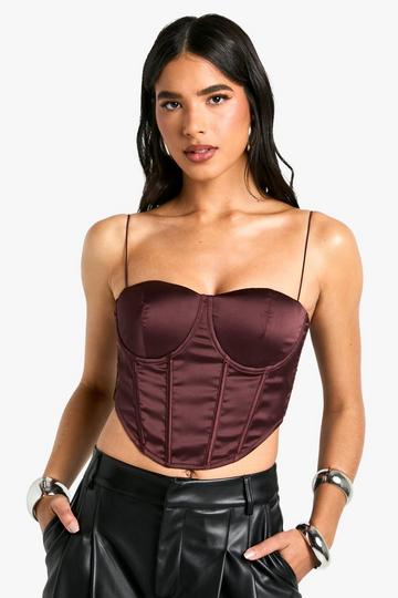 Strappy Satin Corset chocolate