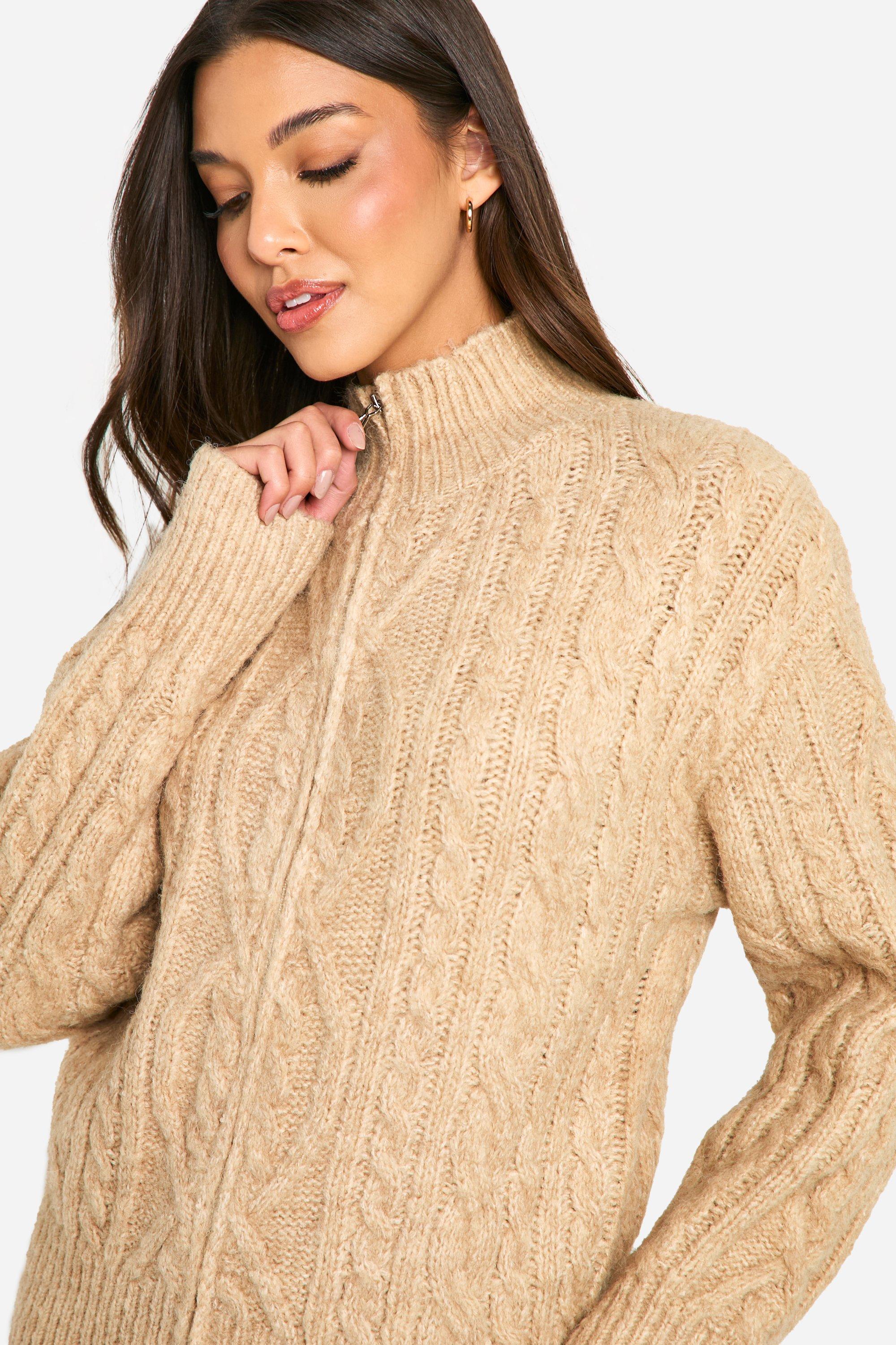 Boohoo cable knit cardigan best sale