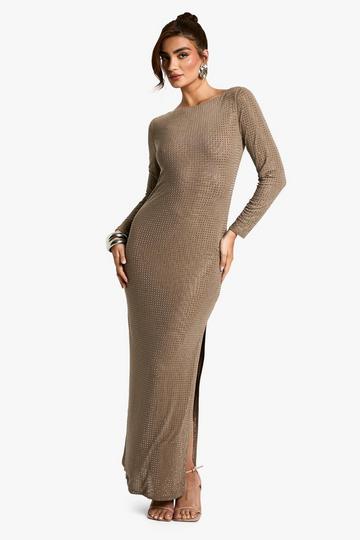 Hot Fix Scoop Back Maxi Dress mocha