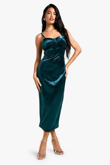 Velvet Corset Midaxi Dress emerald