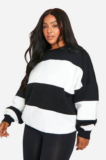 Plus Stripe Oversized Sweatshirt ecru