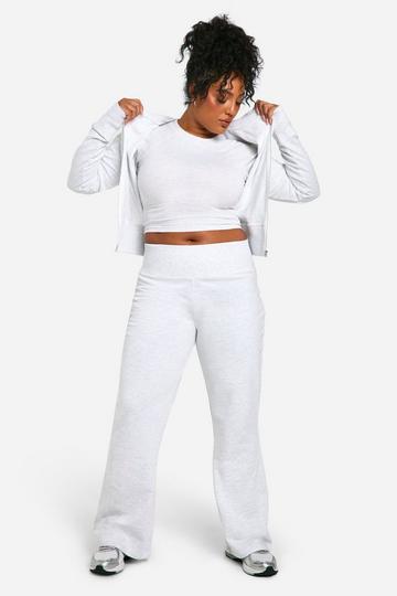 Grey Plus Fitted Hoodie And Yoga Pant 3 Piece Tracksuit