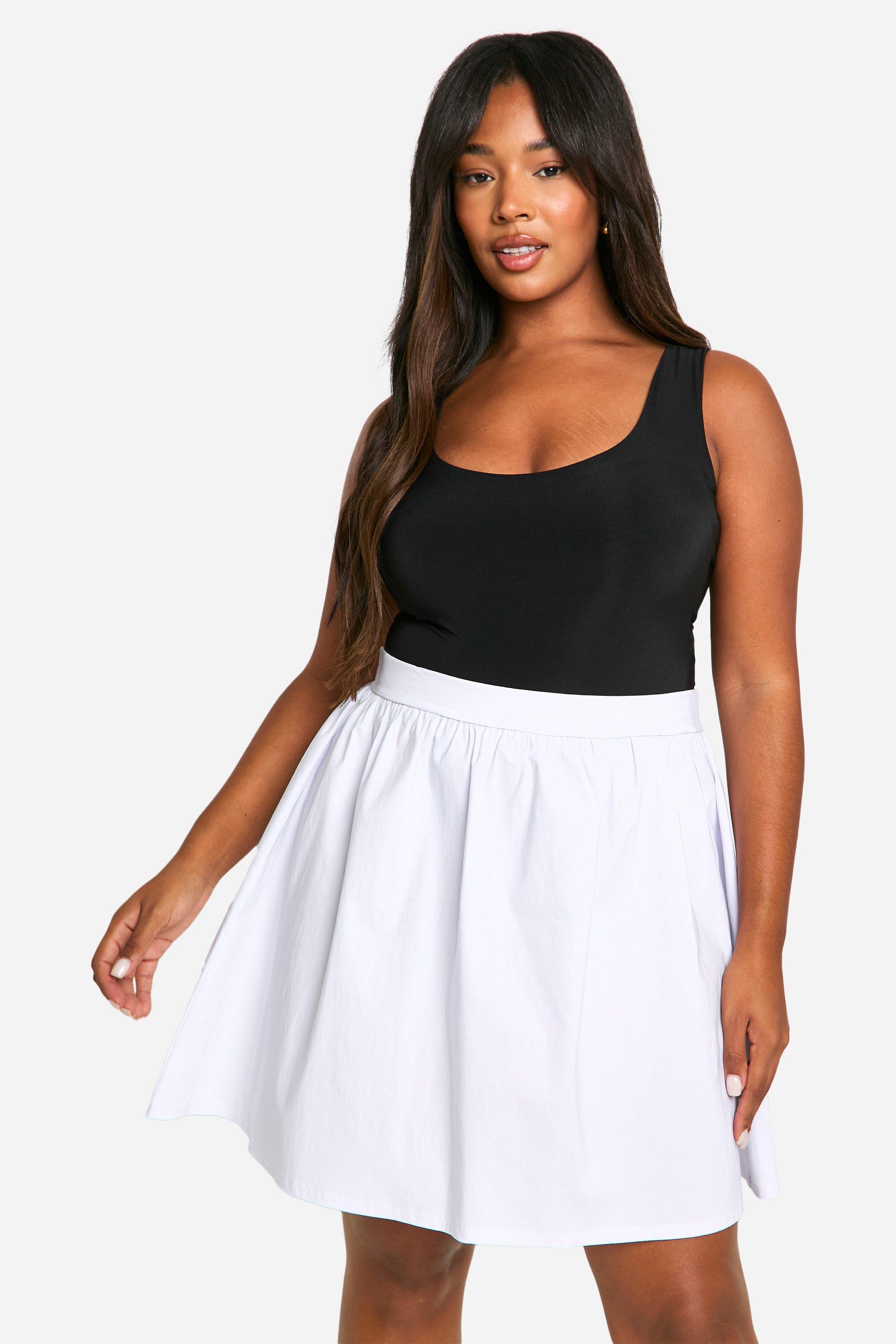 White mini skirt plus size sales