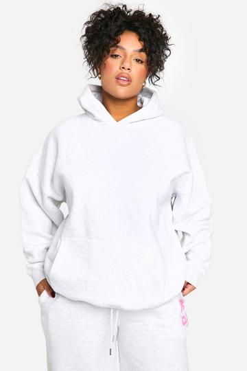 Plus Athleisure Club Puff Print Oversized Hoodie ash grey