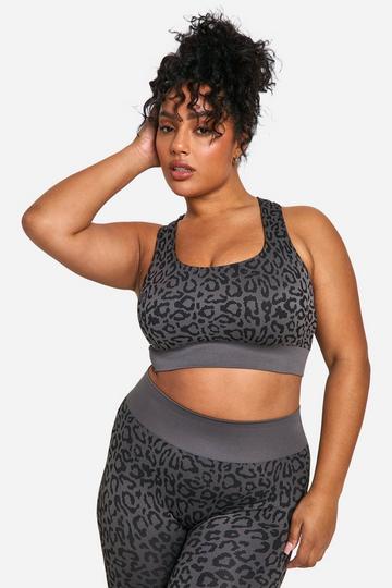 Plus Leopard Seamless Sport Bra grey