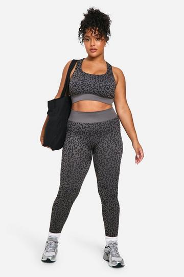 Plus Leopard Print Seamless Legging grey