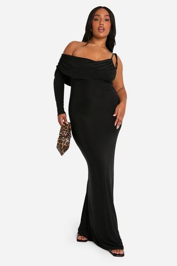 Plus Slinky Cowl Long Sleeve Maxi black