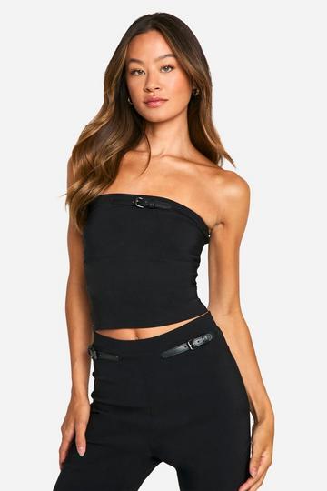 Tall Belted Bandeau Top black