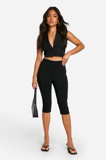 Black Petite Bengaline Capri Pant