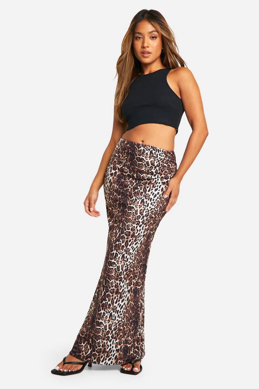 Petite Leopard Jersey Maxi Skirt