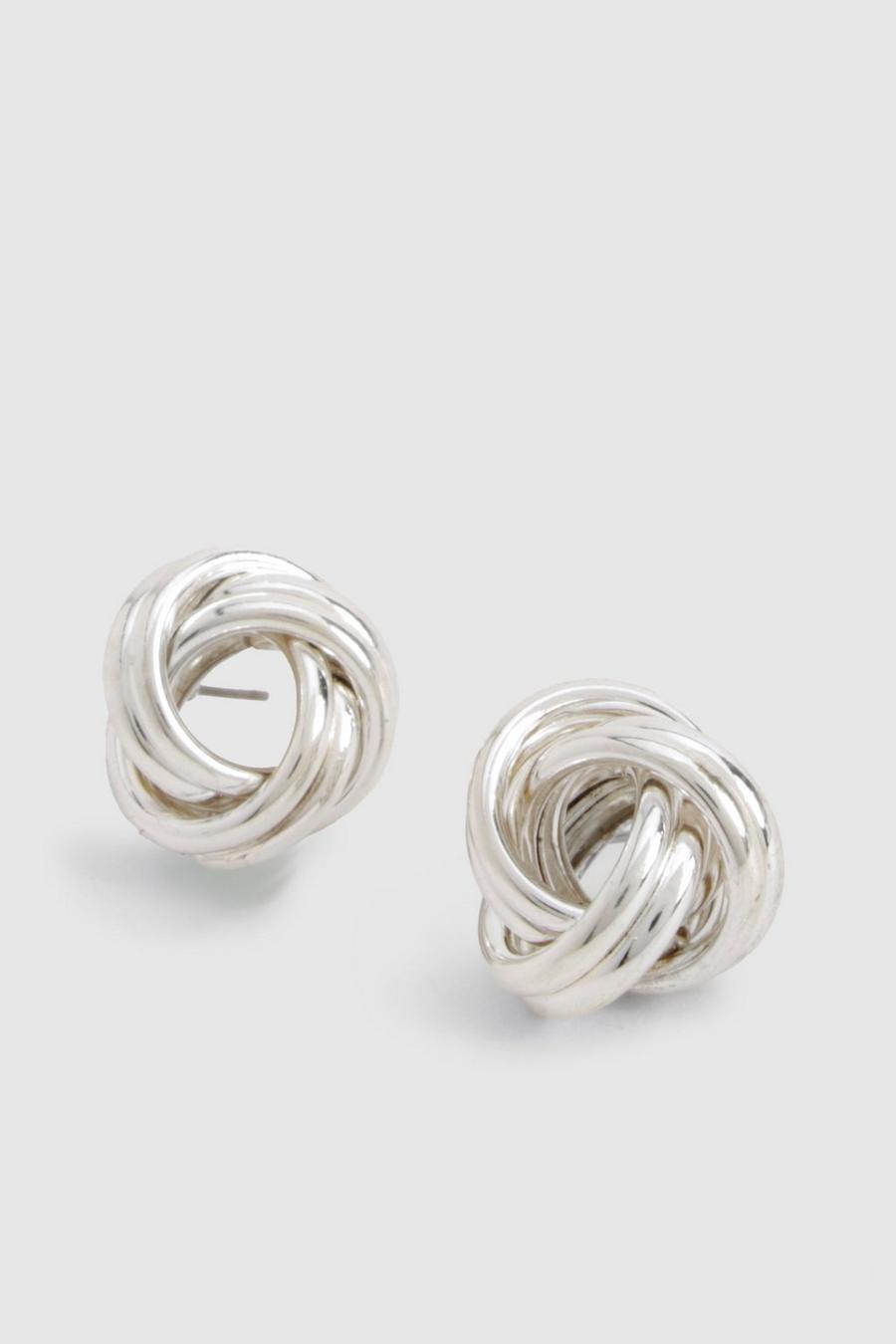 Silver Knot Detail Stud Earrings  