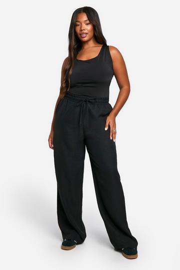 Plus Woven Drawstring Trousers black