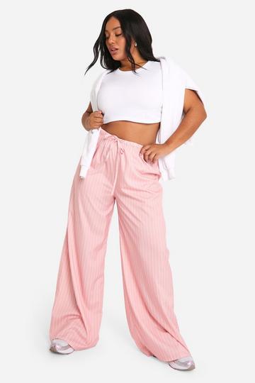 Plus gestreifte Hose mit weitem Bein pink