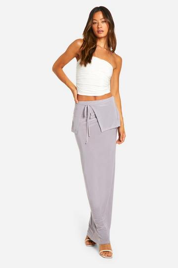 Tall Slinky Wrap Tie Maxi Skirt grey