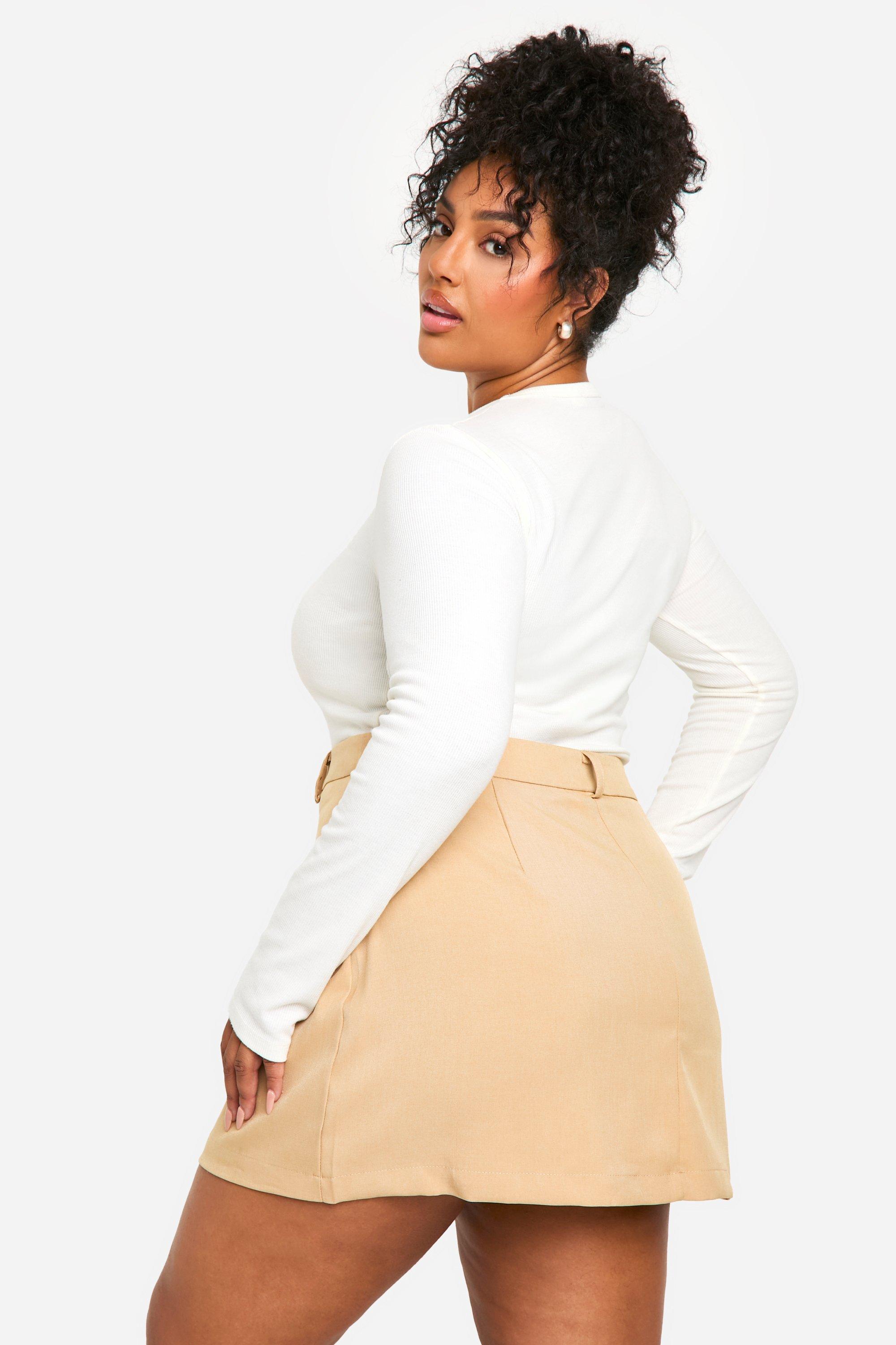 Beige skirt boohoo hotsell