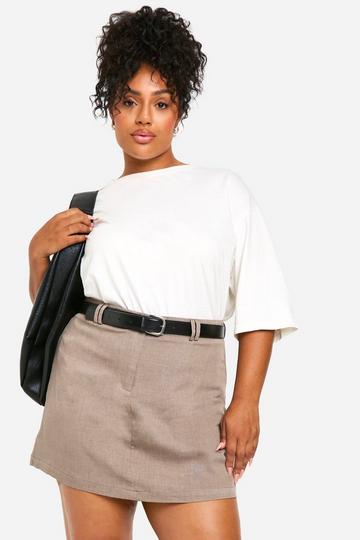 Grey Plus Woven Tailored Mini Skirt