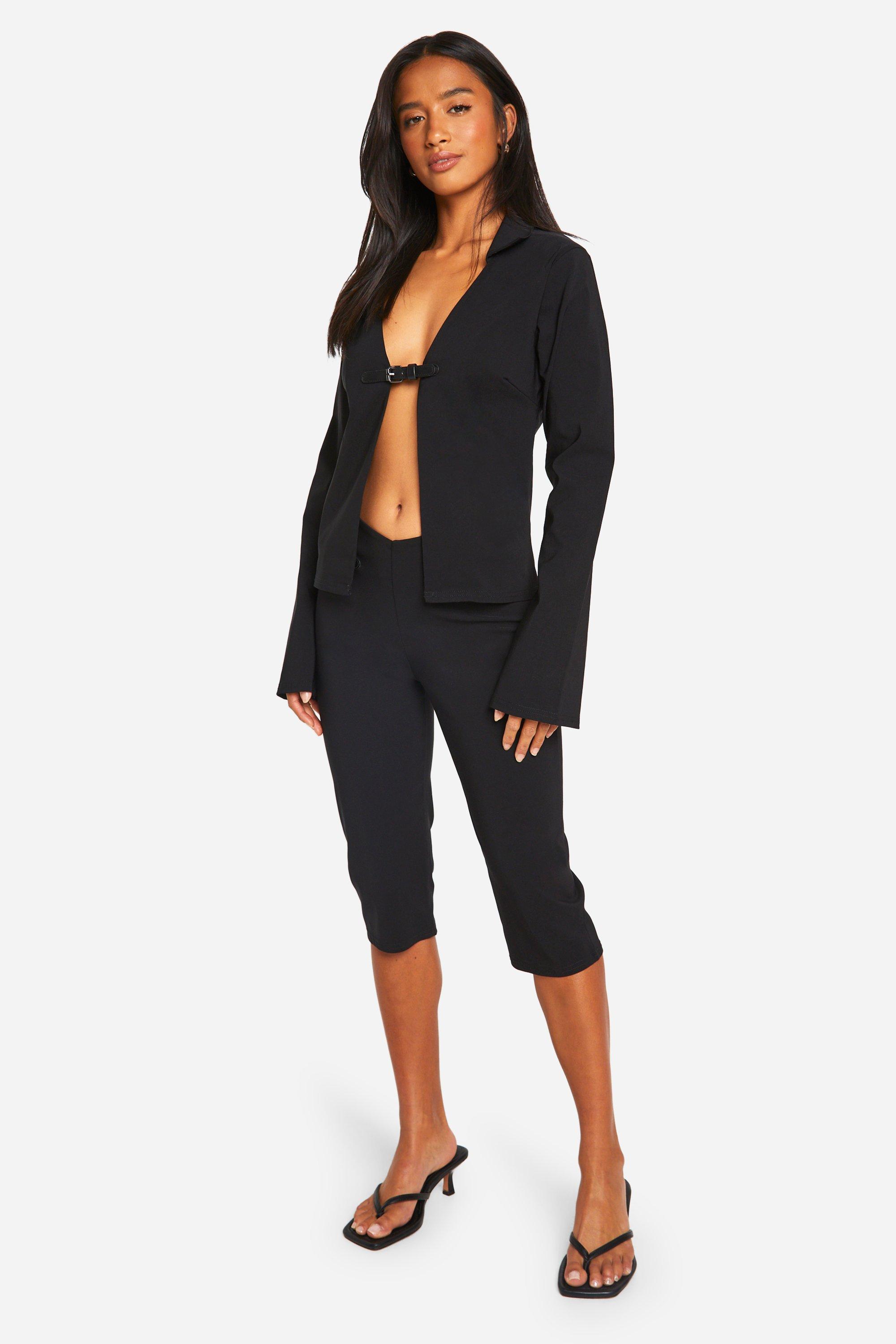 Petite black capri pants deals