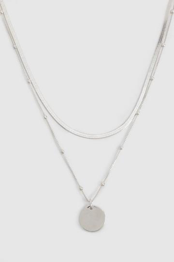 Silver Dainty Silver Layered Pendant Necklace