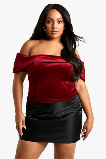 Plus Velvet Corset Top berry