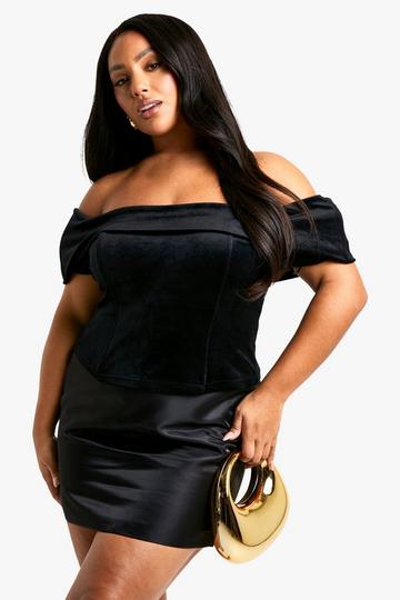 Plus Velvet Corset Top black