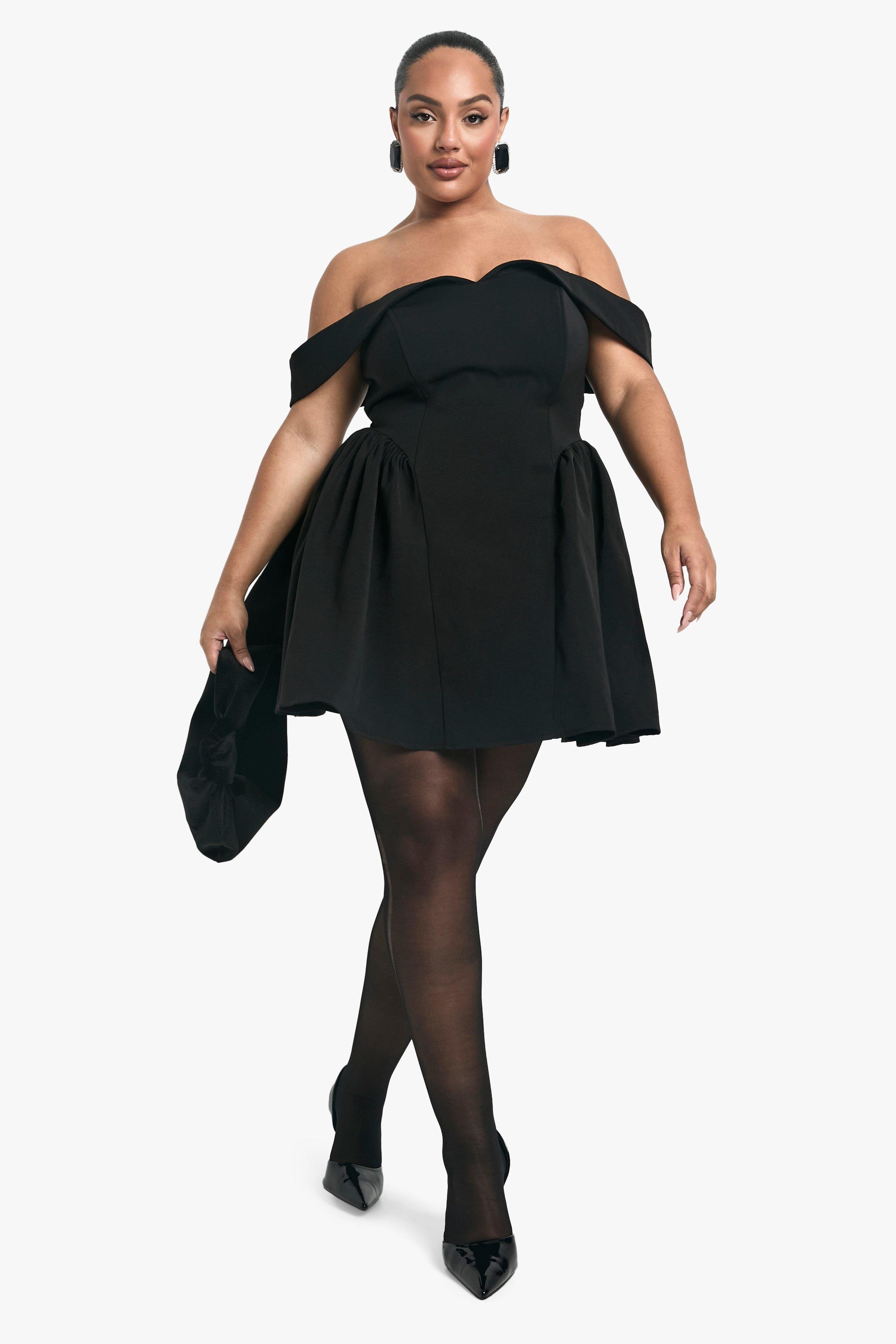 Black pleated skater dress best sale