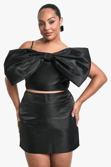 Plus Taffeta Bow Bandeau Top black