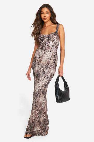 Lace Leopard Maxi Dress brown