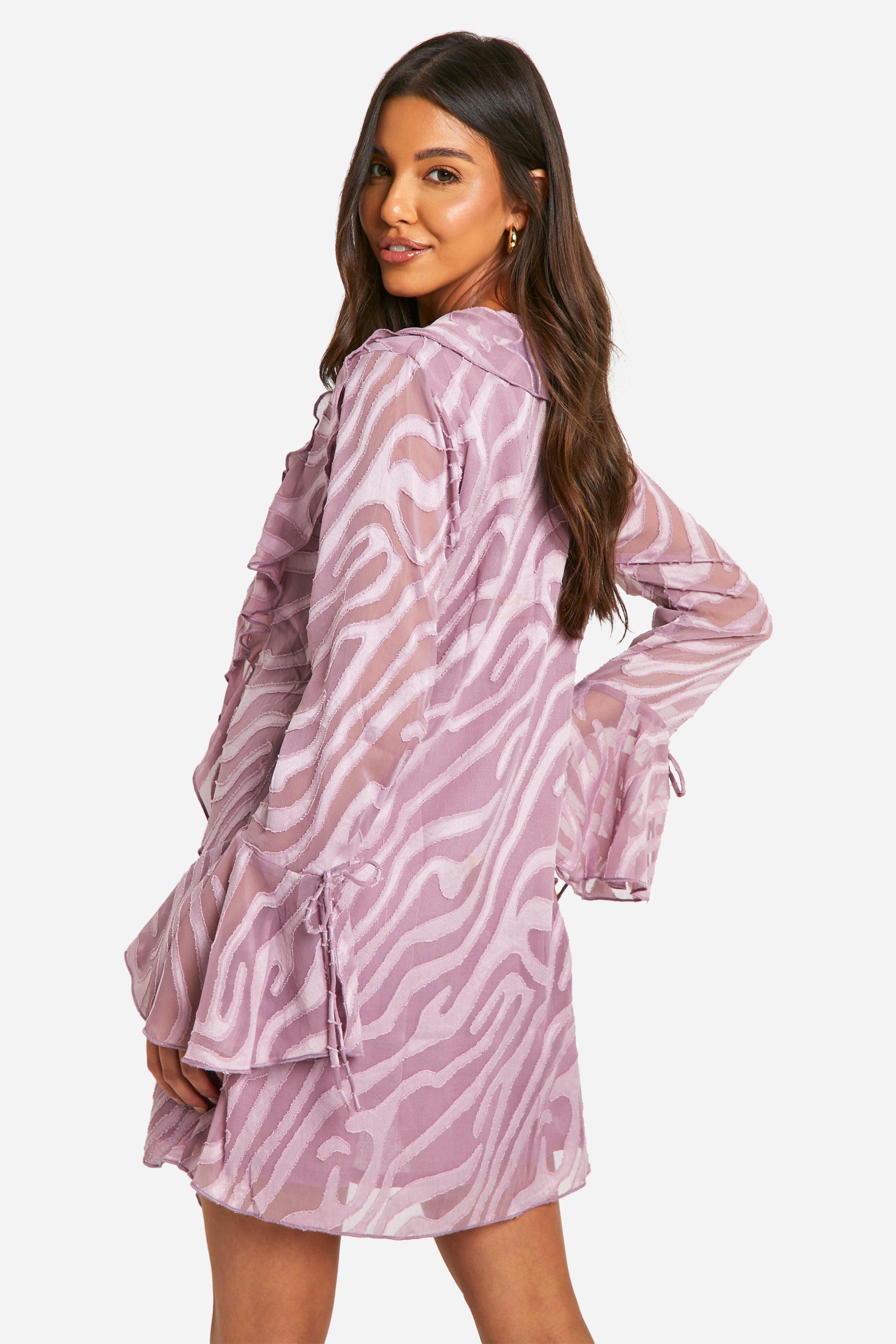 Burnout Zebra Ruffle Mini Dress boohoo