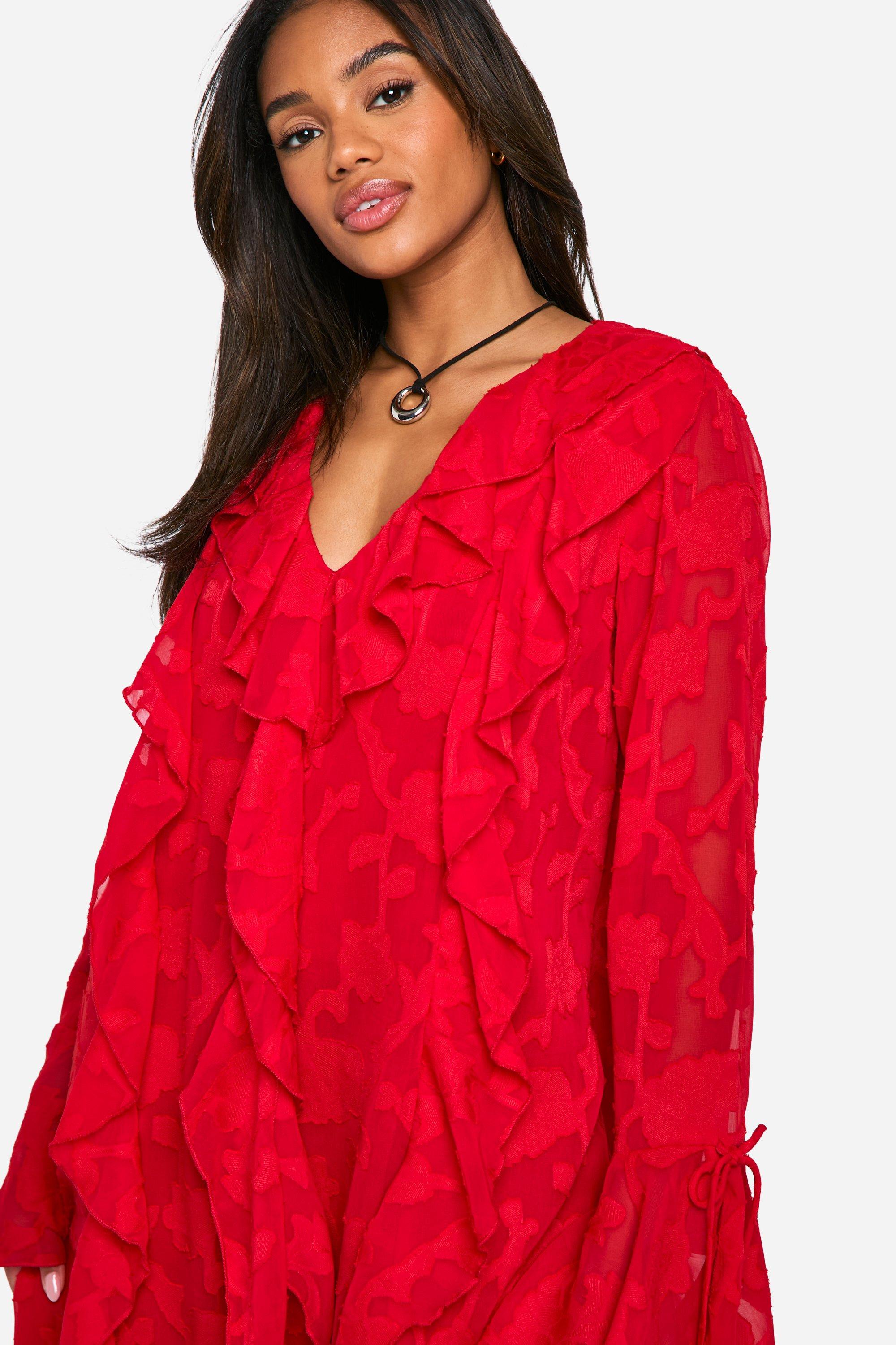 Robe mi longue fleurie a volants boohoo FR