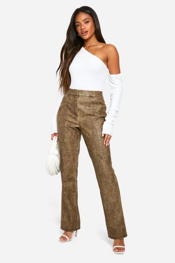 Slim Fit Seam Detail Washed Pu Trouser vintage wash