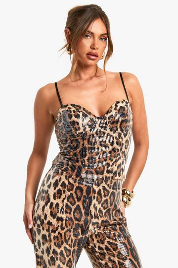 Leopard Sequin Corset brown