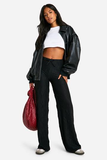 Tall Textured Crinkle Wide Leg Trouser black