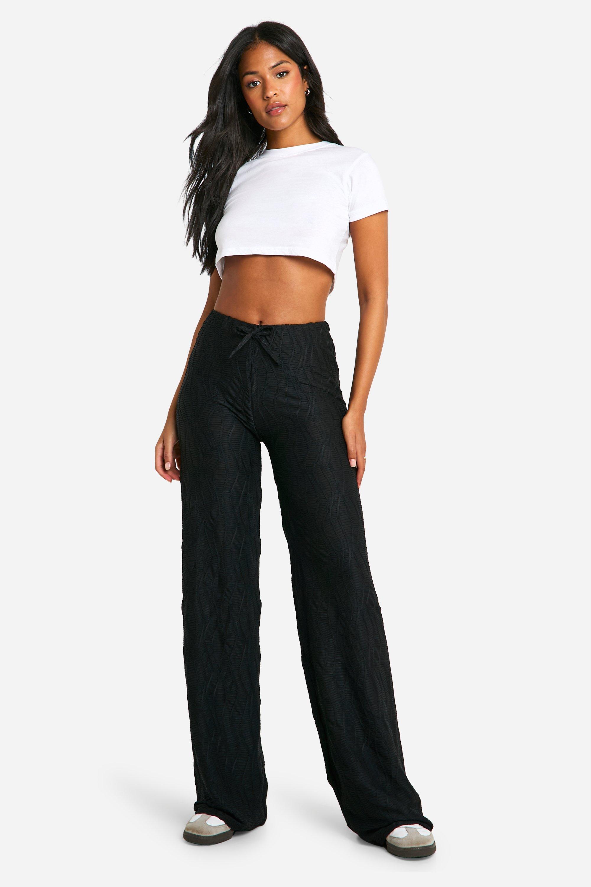 Pantalon Tall de pernera ancha texturizado fruncido boohoo ES