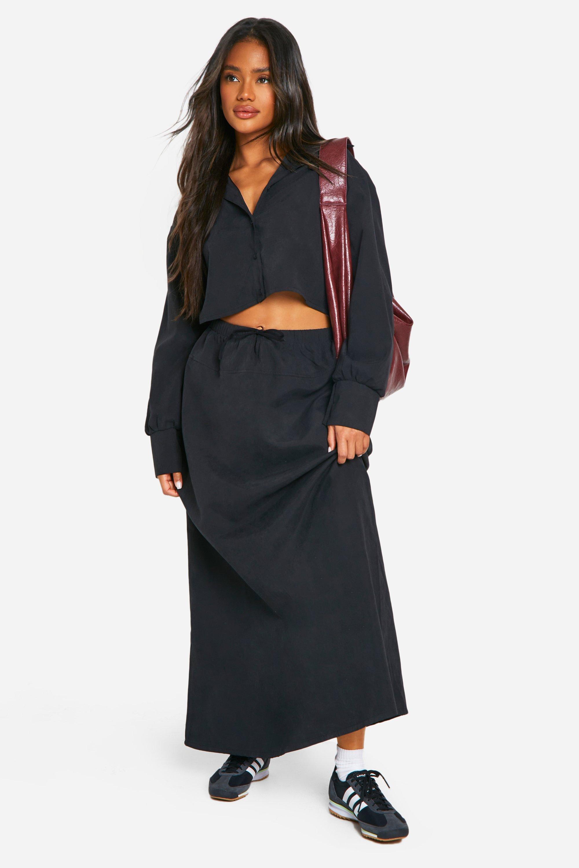 Black maxi skirt boohoo best sale