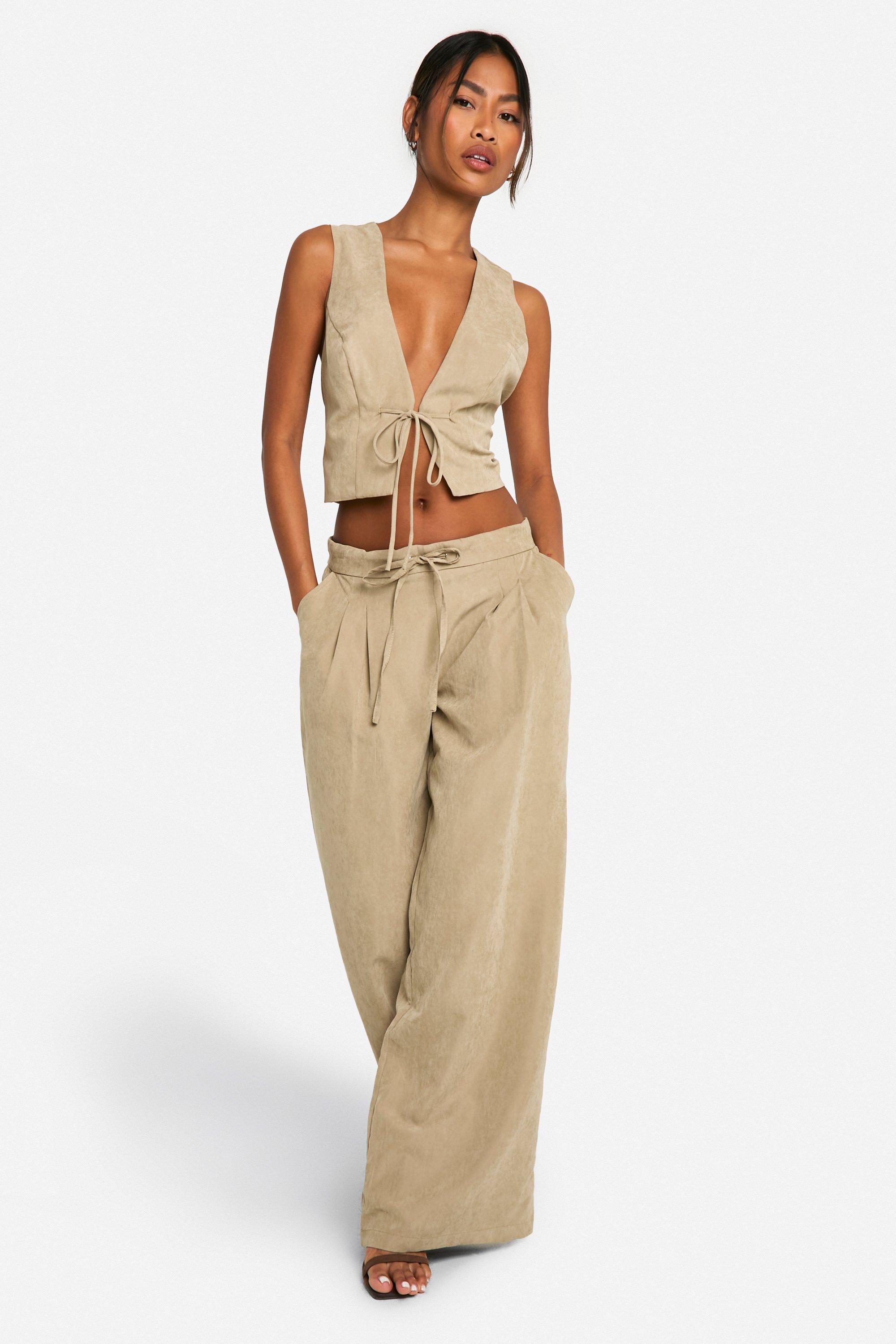 Drawstring wide leg trousers best sale