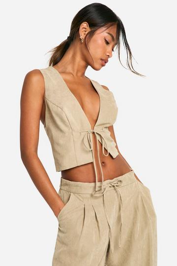 Lace Up Waistcoat khaki