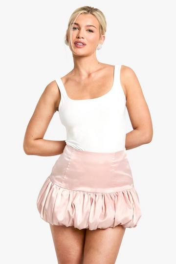 Satin Puffball Mini Skirt blush