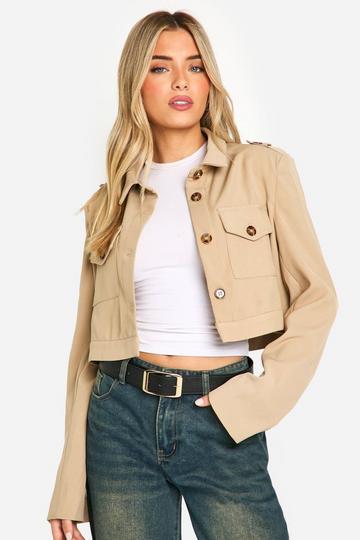 Utility Crop Blazer stone