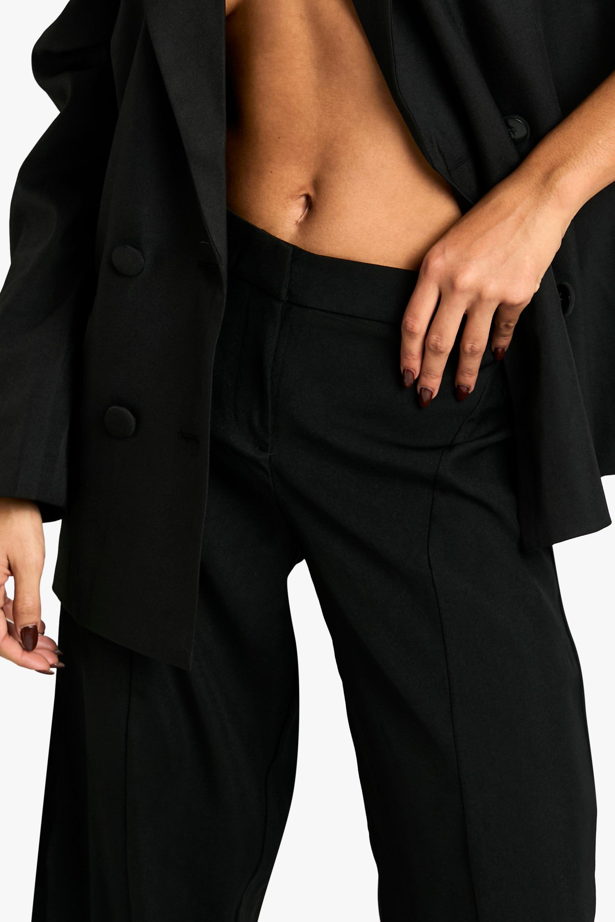 Boohoo Women s Seam Detail Tailored Wide Leg Trousers Black