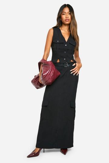 Detail Cargo Maxi Skirt black