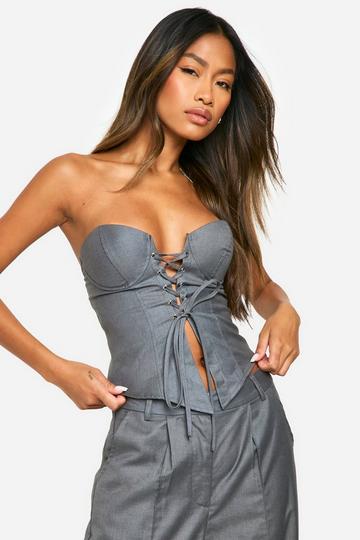 Bandeau Corset Top Met Veters charcoal