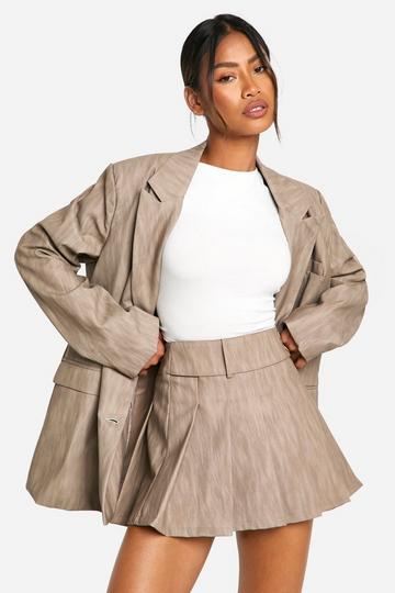 Washed Pu Pleated Mini Skirt mocha