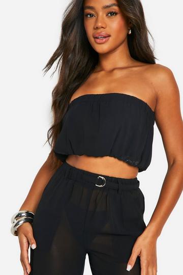 Black Sheer Woven Tube Top