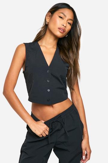 Nylon Crop Waistcoat black