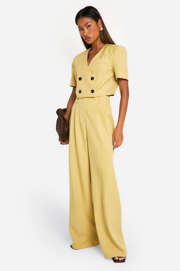 Pleat Detail Wide Leg Tailored Trousers butter