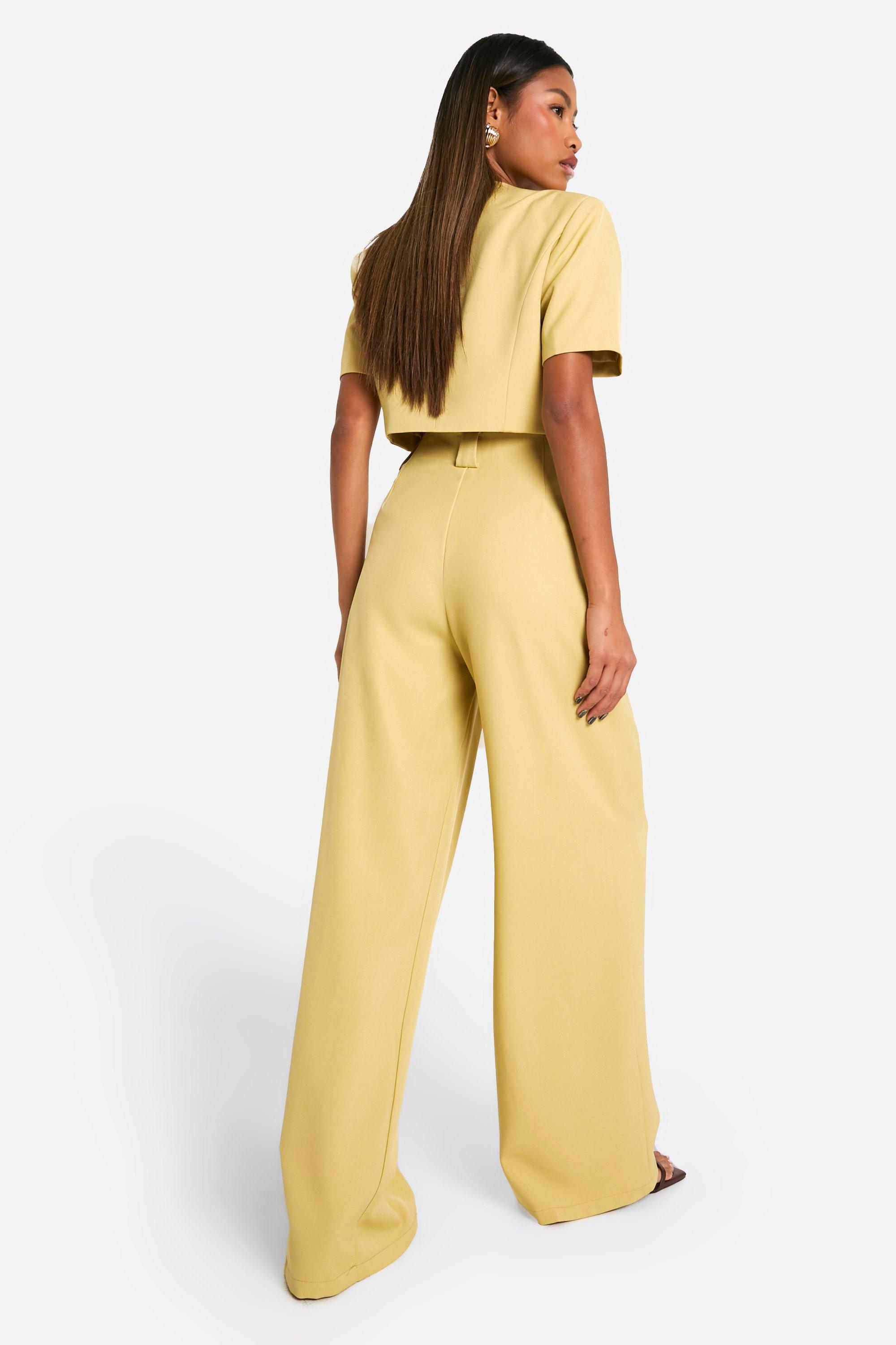 Pleat Detail Wide Leg Tailored Trousers boohoo UK