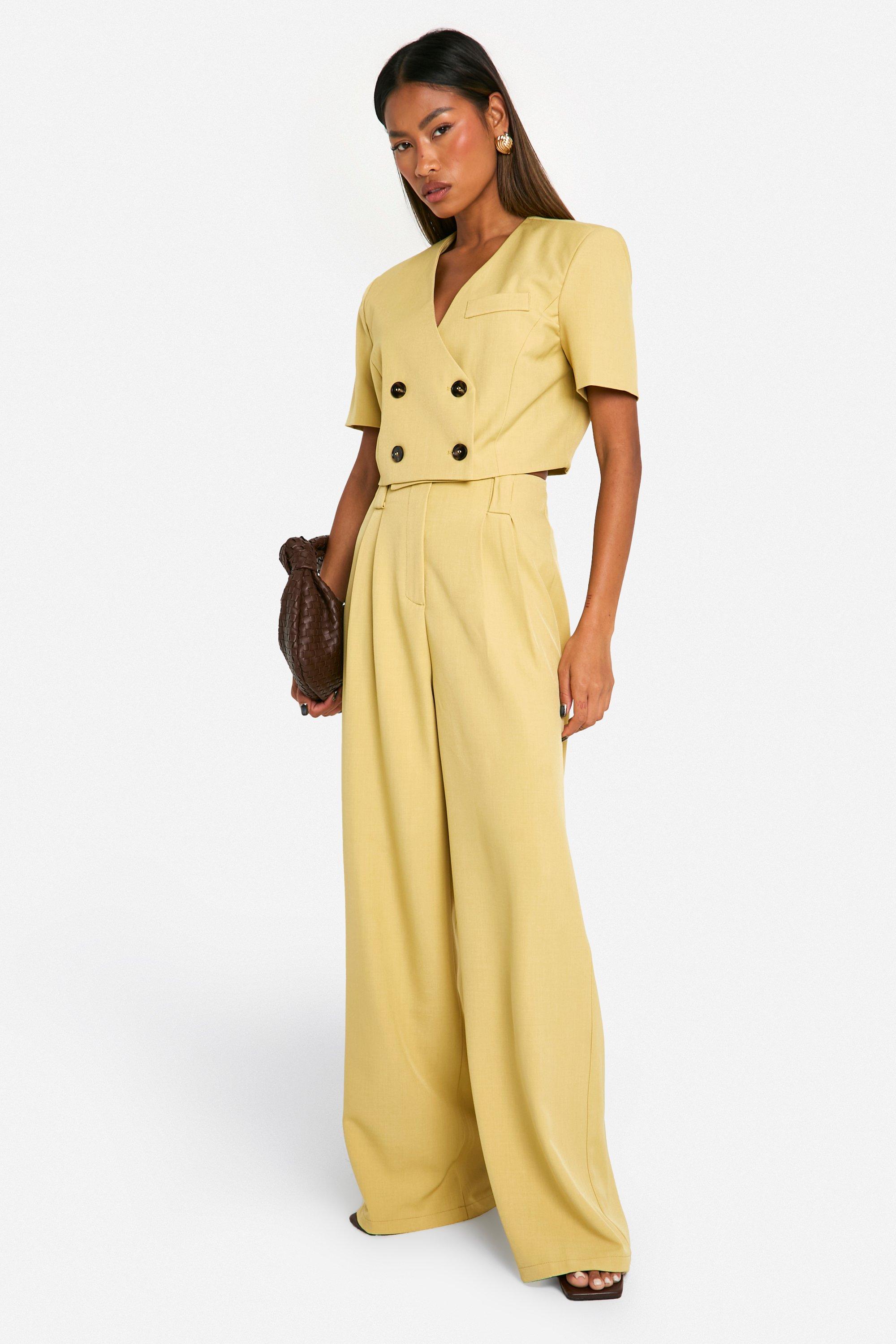 Collarless cropped blazer deals