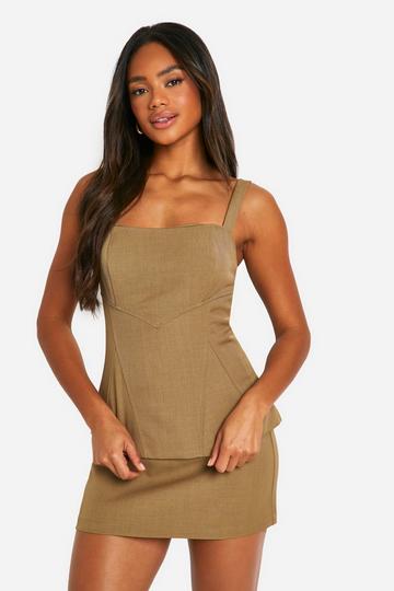 Seam Detail Longline Tailored Cami taupe